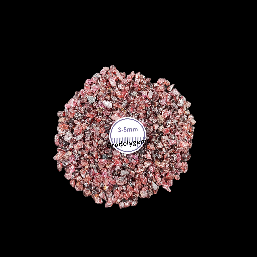 GRADELYGEMS Garnet Bold Crushed Stone 3-5mm for Vase Fillers, Jewelry Design, Resin Art & Decor