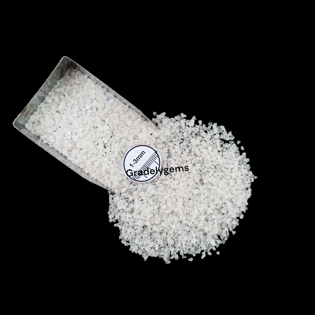Natural Rose Quartz 1-3mm Crushed Stone by GRADELYGEMS for Resin Work, Inlay & Decorative Creations