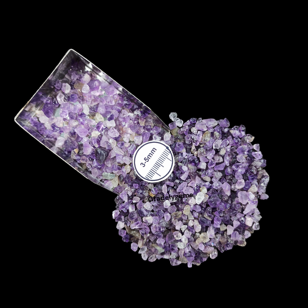 GRADELYGEMS Amethyst Bold Crushed Stone 3-5mm for Vase Fillers, Jewelry Design, Resin Art & Decor