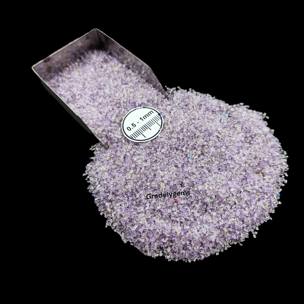 GRADELYGEMS Amethyst Gemstone Crushed 0.5-1mm for Ring Inlay, Jewelry Making, Resin Art & Fine Detail Work