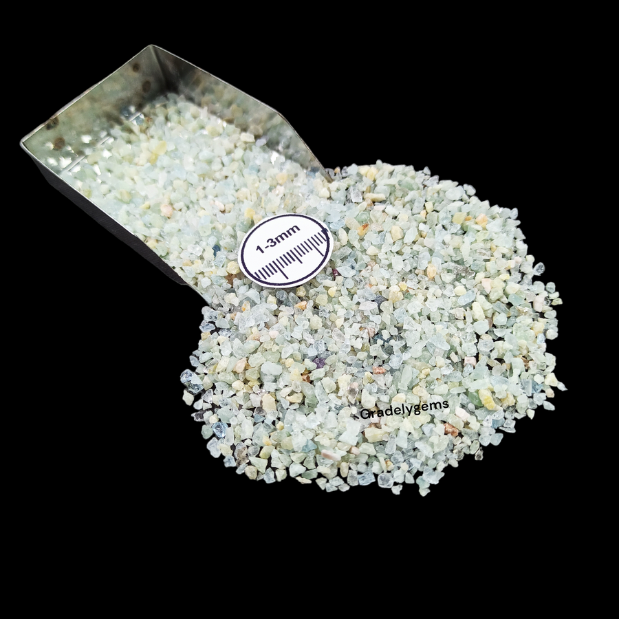 Natural Aquamarine 1-3mm Crushed Stone by GRADELYGEMS for Resin Work, Inlay & Decorative Creations