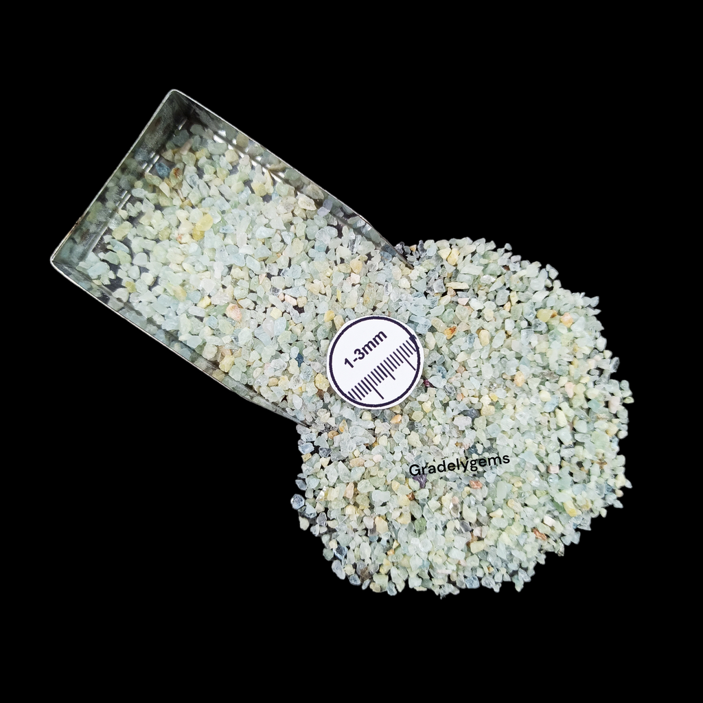 Natural Aquamarine 1-3mm Crushed Stone by GRADELYGEMS for Resin Work, Inlay & Decorative Creations