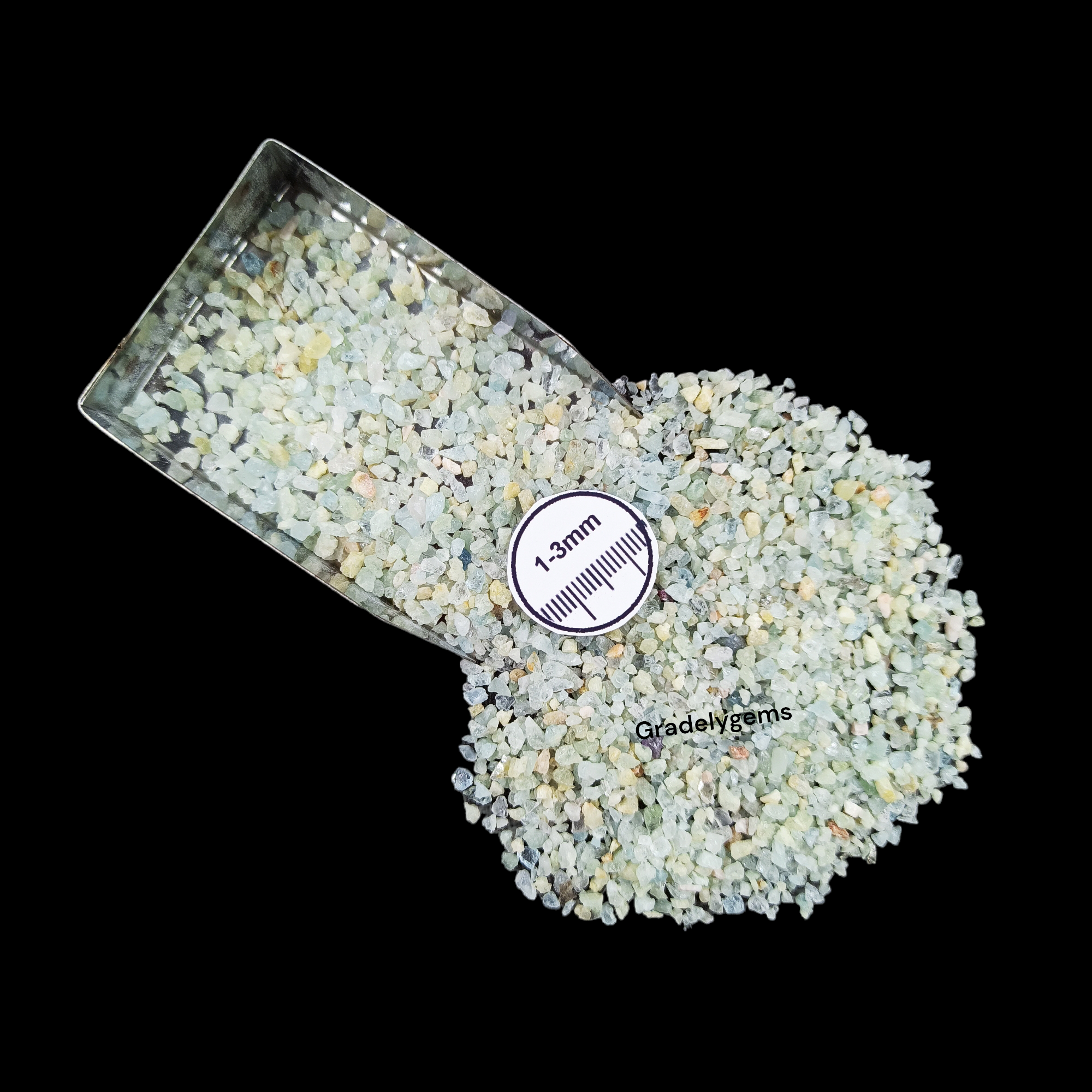 Natural Aquamarine 1-3mm Crushed Stone by GRADELYGEMS for Resin Work, Inlay & Decorative Creations