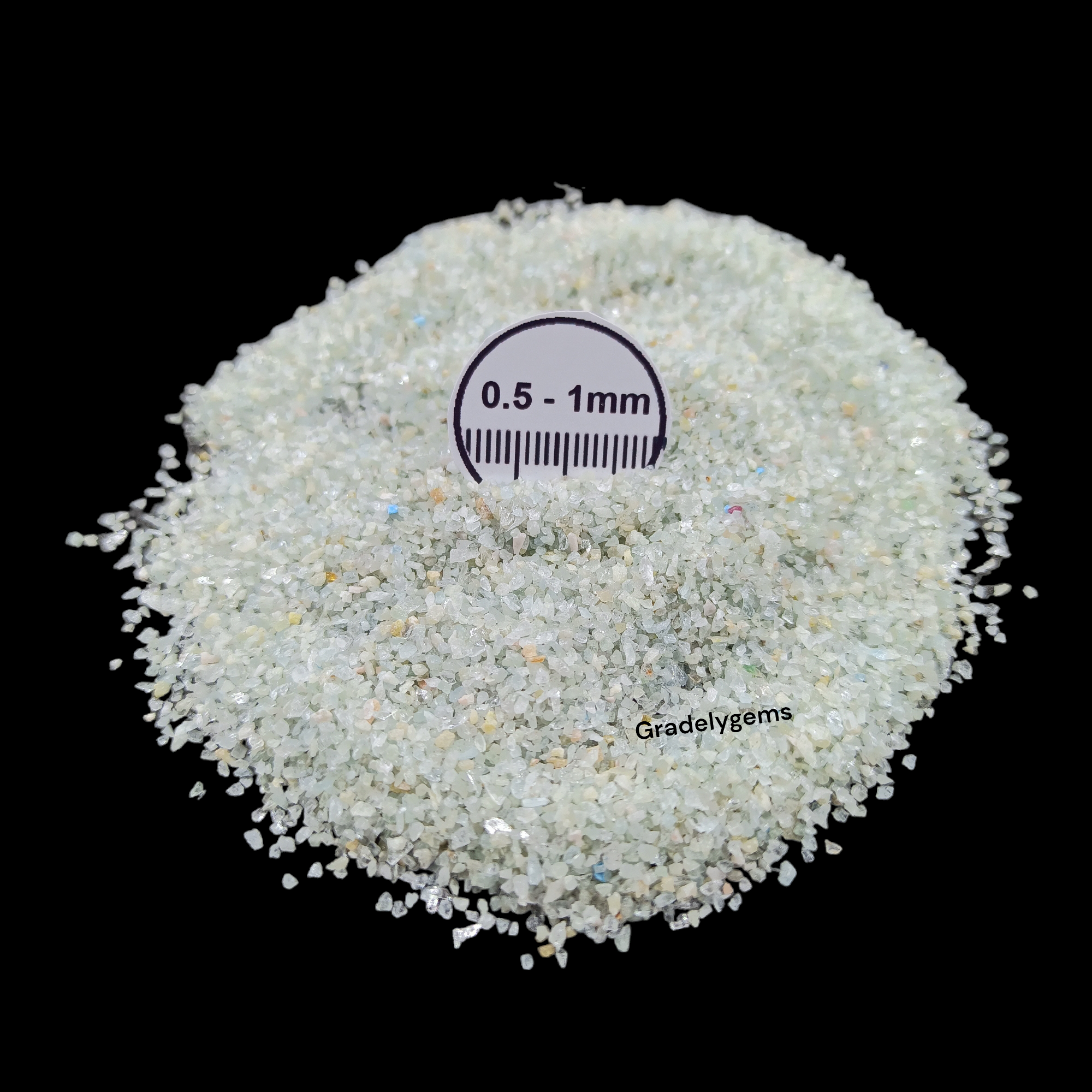 GRADELYGEMS Premium Aquamarine 0.5-1mm Crushed Gemstone for Jewelry Inlay, Resin Art & Handmade Decor