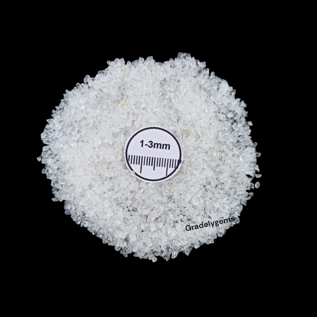 Natural Crystal 1-3mm Crushed Stone by GRADELYGEMS for Resin Work, Inlay & Decorative Creations