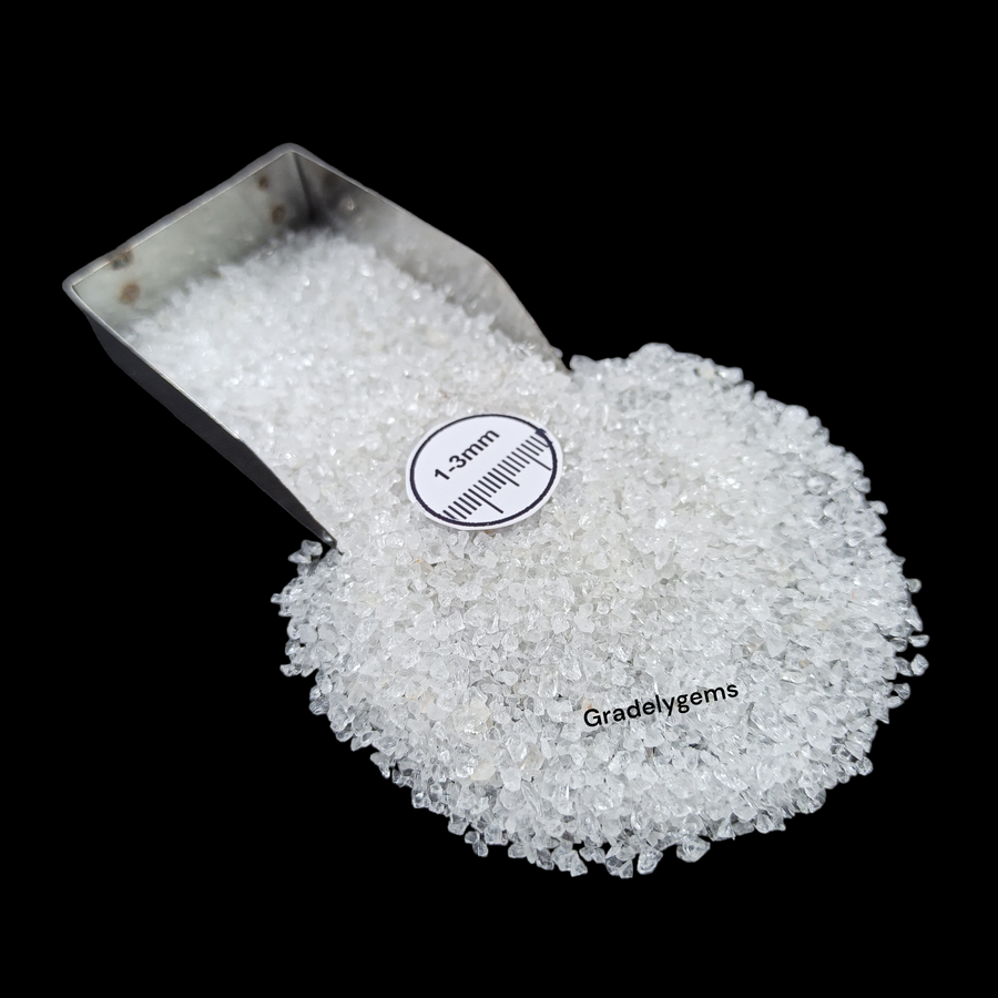 Natural Crystal 1-3mm Crushed Stone by GRADELYGEMS for Resin Work, Inlay & Decorative Creations