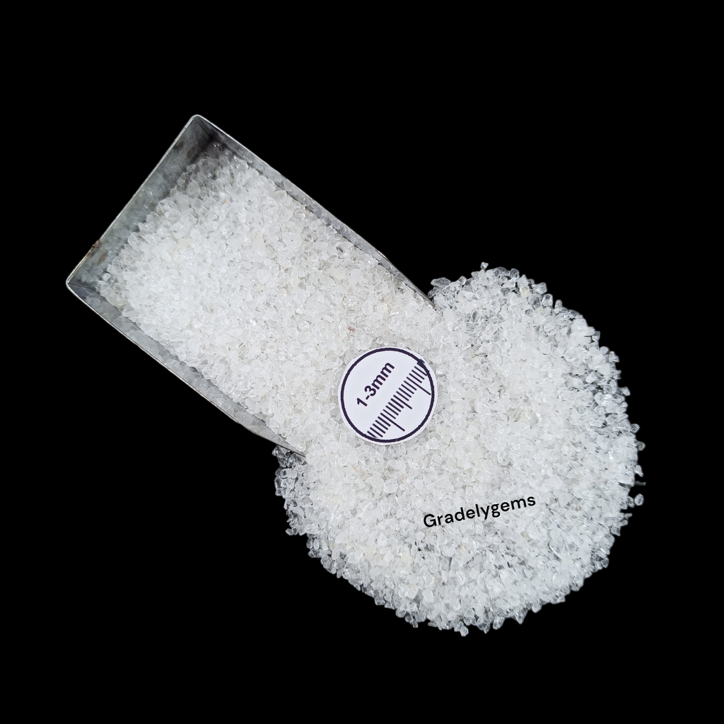 Natural Crystal 1-3mm Crushed Stone by GRADELYGEMS for Resin Work, Inlay & Decorative Creations
