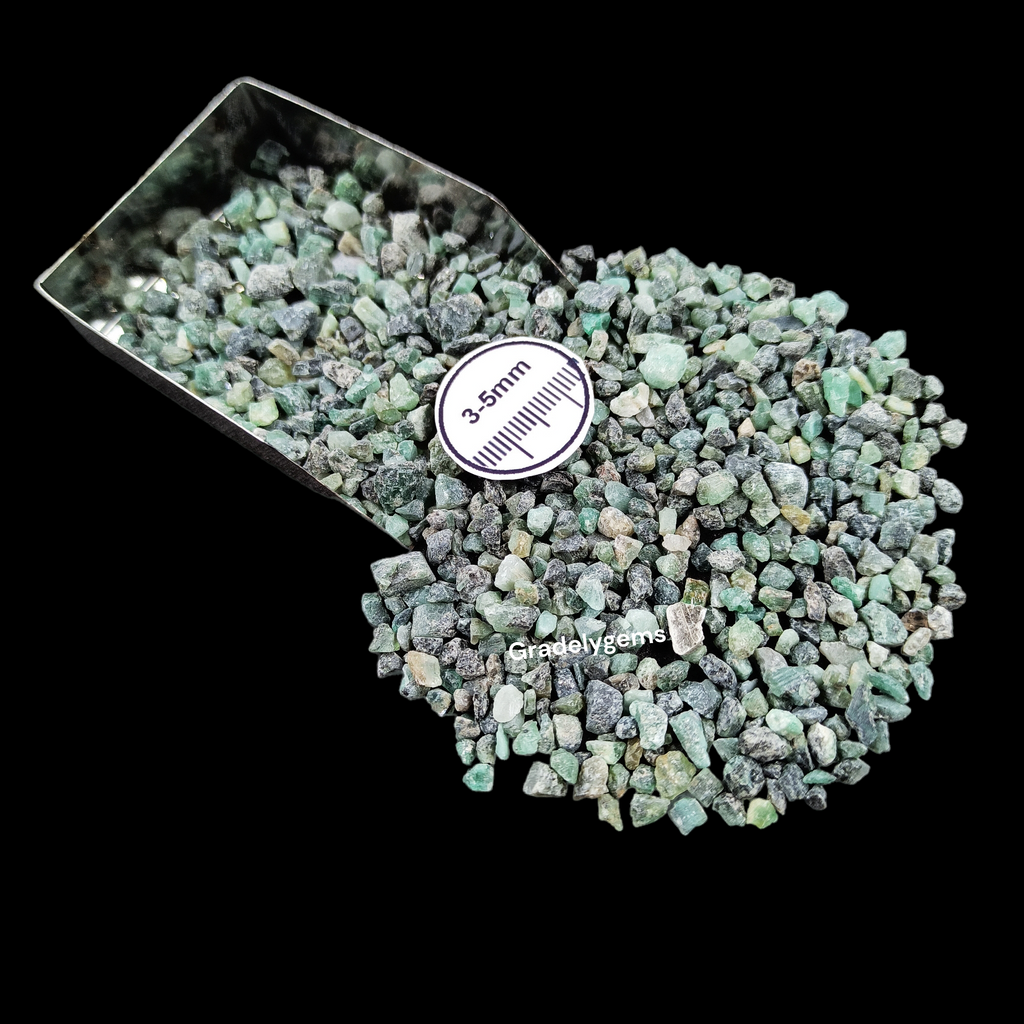 GRADELYGEMS Emerald Decorative Crushed Gemstone 3-5mm for Jewelry, Resin Work & Statement Decor