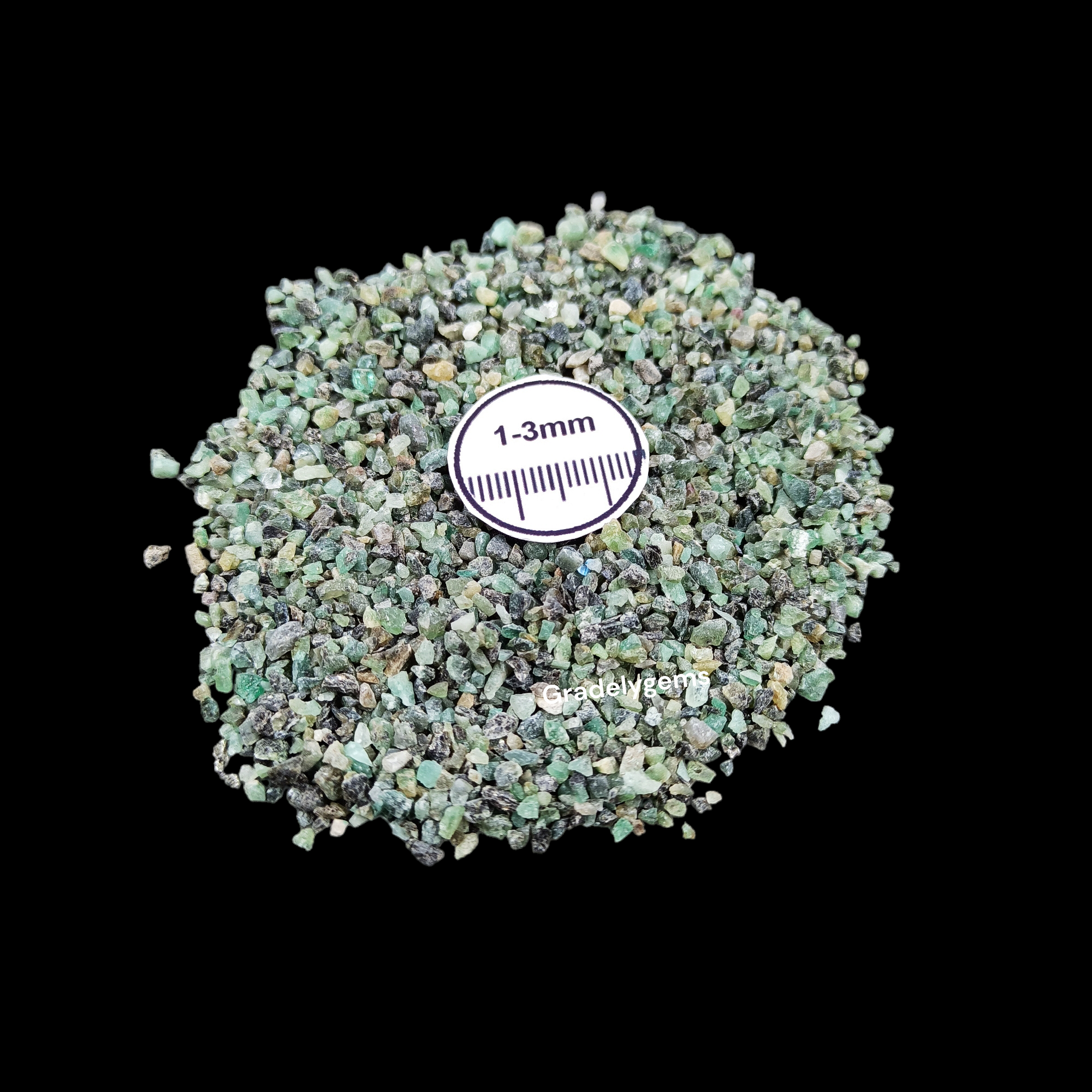 Natural Emerald 1-3mm Crushed Stone by GRADELYGEMS for Resin Work, Inlay & Decorative Creations