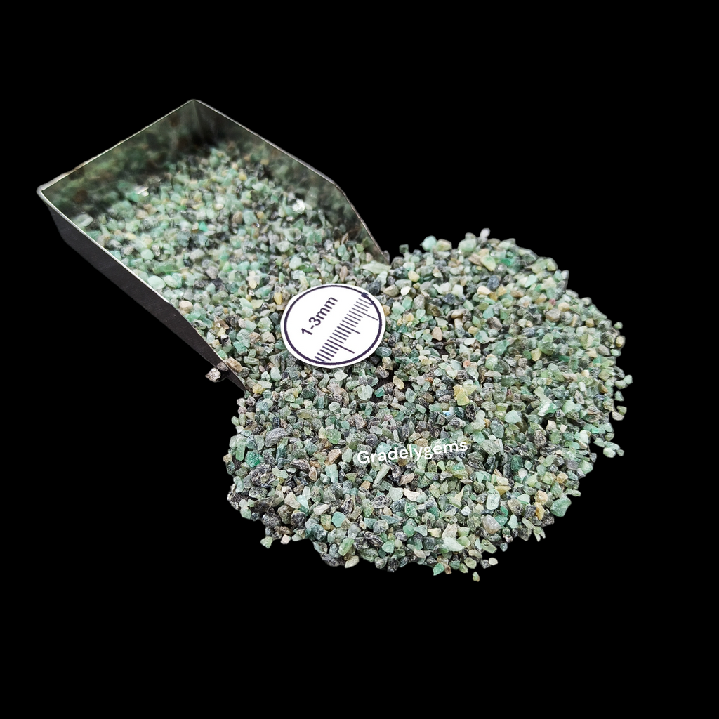 Natural Emerald 1-3mm Crushed Stone by GRADELYGEMS for Resin Work, Inlay & Decorative Creations