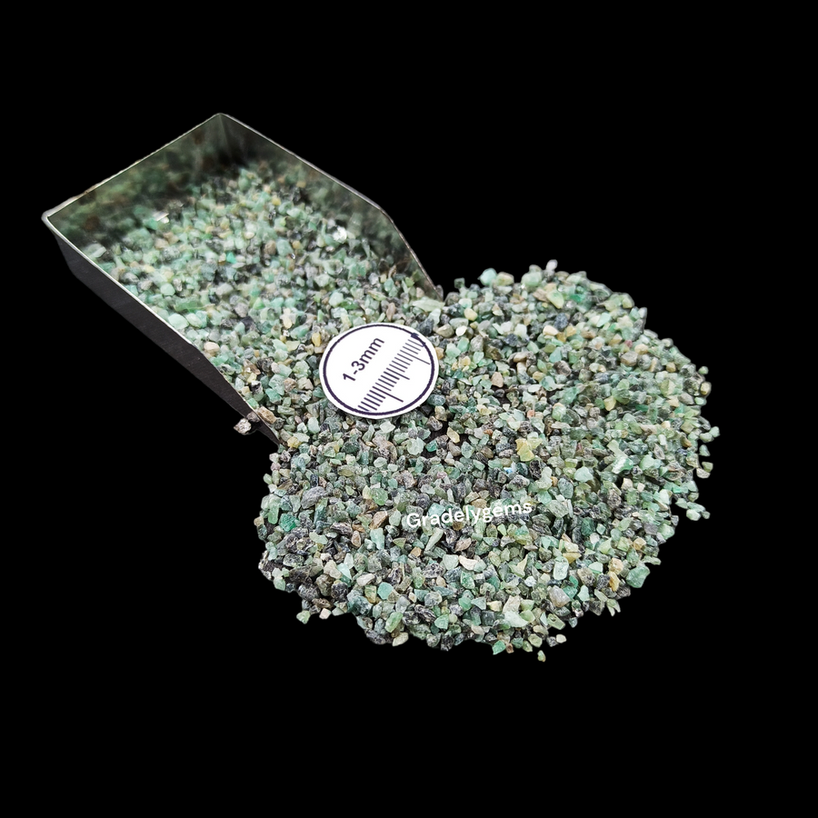 Natural Emerald 1-3mm Crushed Stone by GRADELYGEMS for Resin Work, Inlay & Decorative Creations