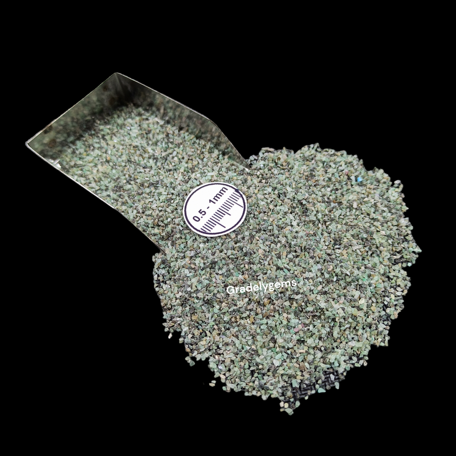 GRADELYGEMS Premium Emerald 0.5-1mm Crushed Gemstone for Jewelry Inlay, Resin Art & Handmade Decor