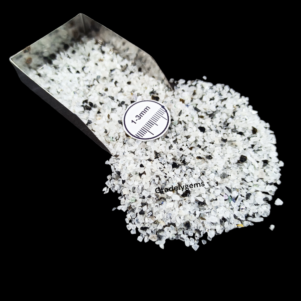 Natural Moonstone 1-3mm Crushed Stone by GRADELYGEMS for Resin Work, Inlay & Decorative Creations