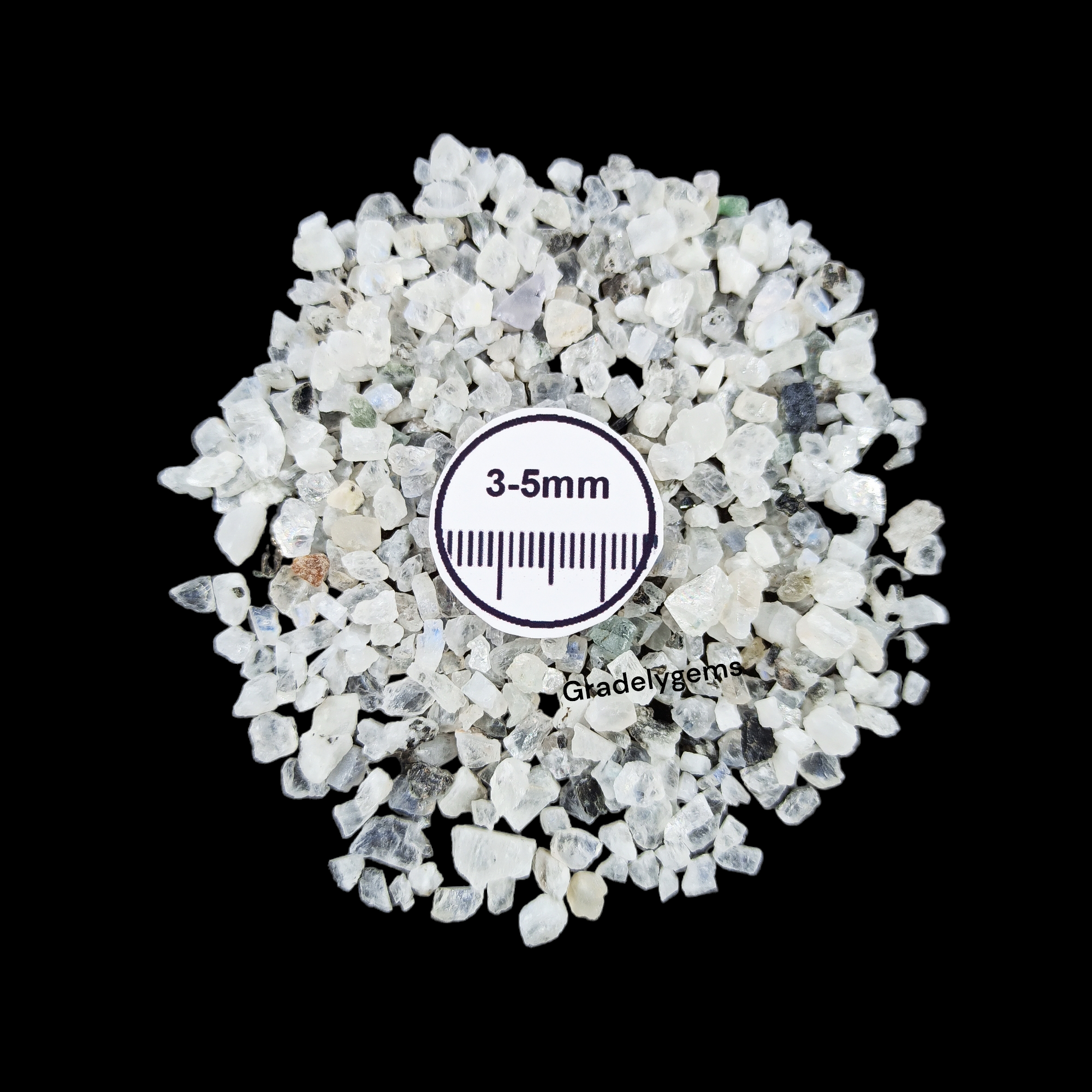 GRADELYGEMS Moonstone Decorative Crushed Gemstone 3-5mm for Jewelry, Resin Work & Statement Decor