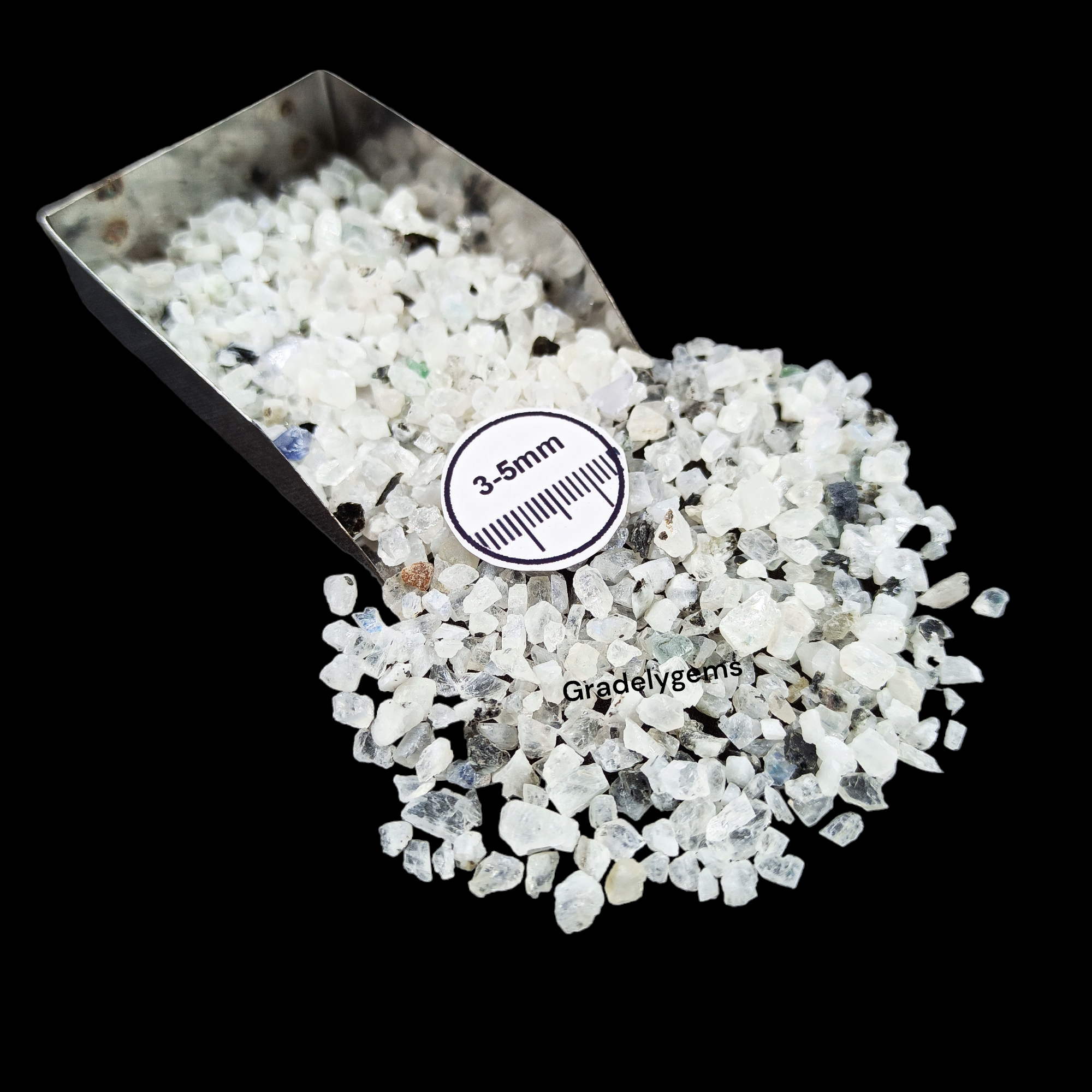 GRADELYGEMS Moonstone Decorative Crushed Gemstone 3-5mm for Jewelry, Resin Work & Statement Decor