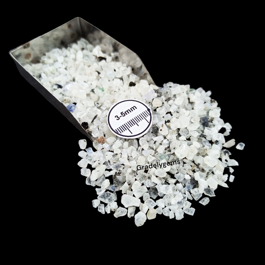 GRADELYGEMS Moonstone Decorative Crushed Gemstone 3-5mm for Jewelry, Resin Work & Statement Decor