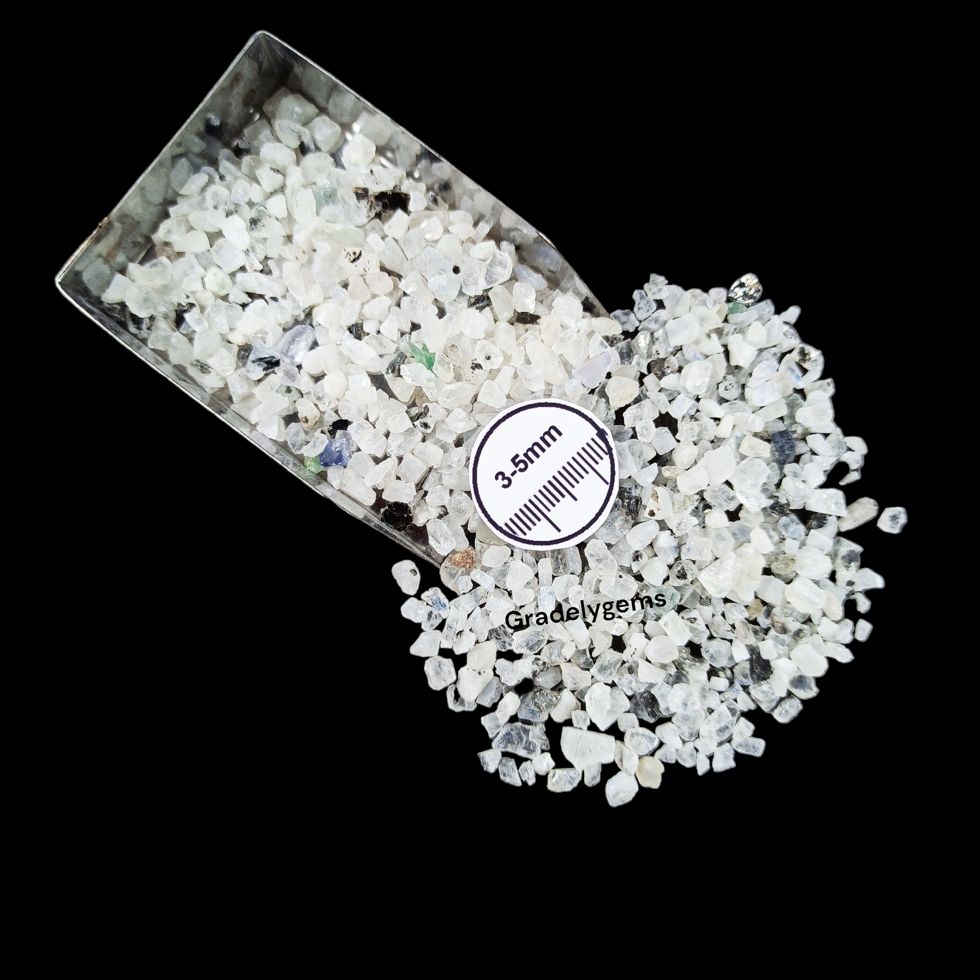 GRADELYGEMS Moonstone Decorative Crushed Gemstone 3-5mm for Jewelry, Resin Work & Statement Decor