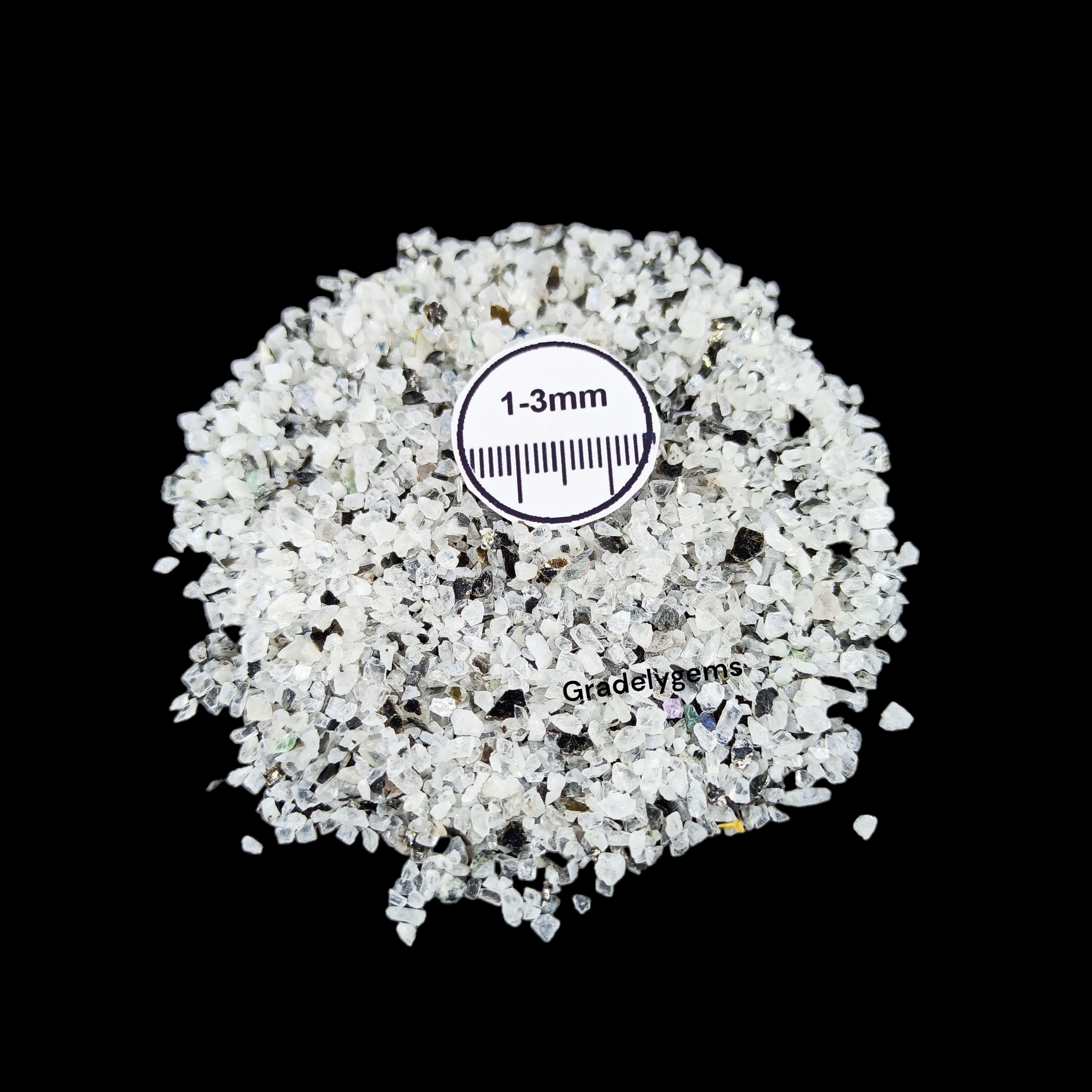 Natural Moonstone 1-3mm Crushed Stone by GRADELYGEMS for Resin Work, Inlay & Decorative Creations