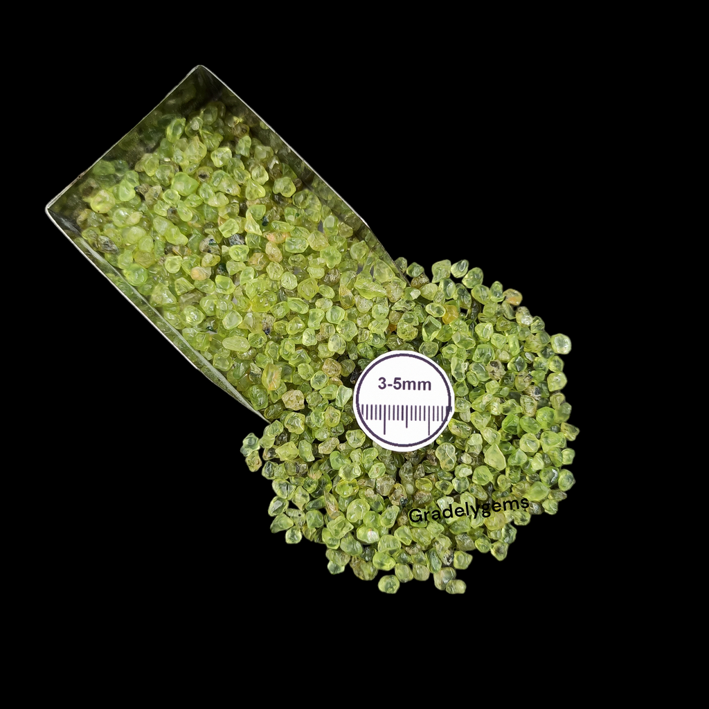 GRADELYGEMS Peridot Decorative Crushed Gemstone 3-5mm for Jewelry, Resin Work & Statement Decor