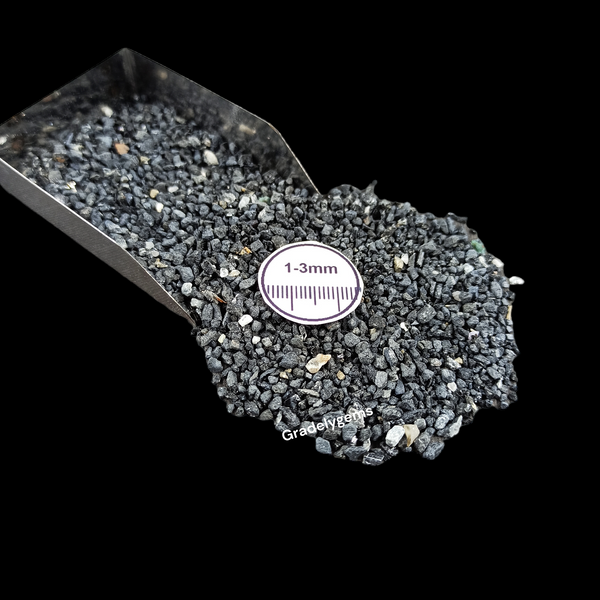 GRADELYGEMS Black Tourmaline Loose Stone 1-3mm Crushed Gemstone for Resin Crafts, Decor & Handmade Projects