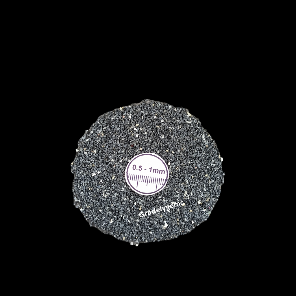 GRADELYGEMS Premium Black Tourmaline 0.5-1mm Crushed Gemstone for Jewelry Inlay, Resin Art & Handmade Decor