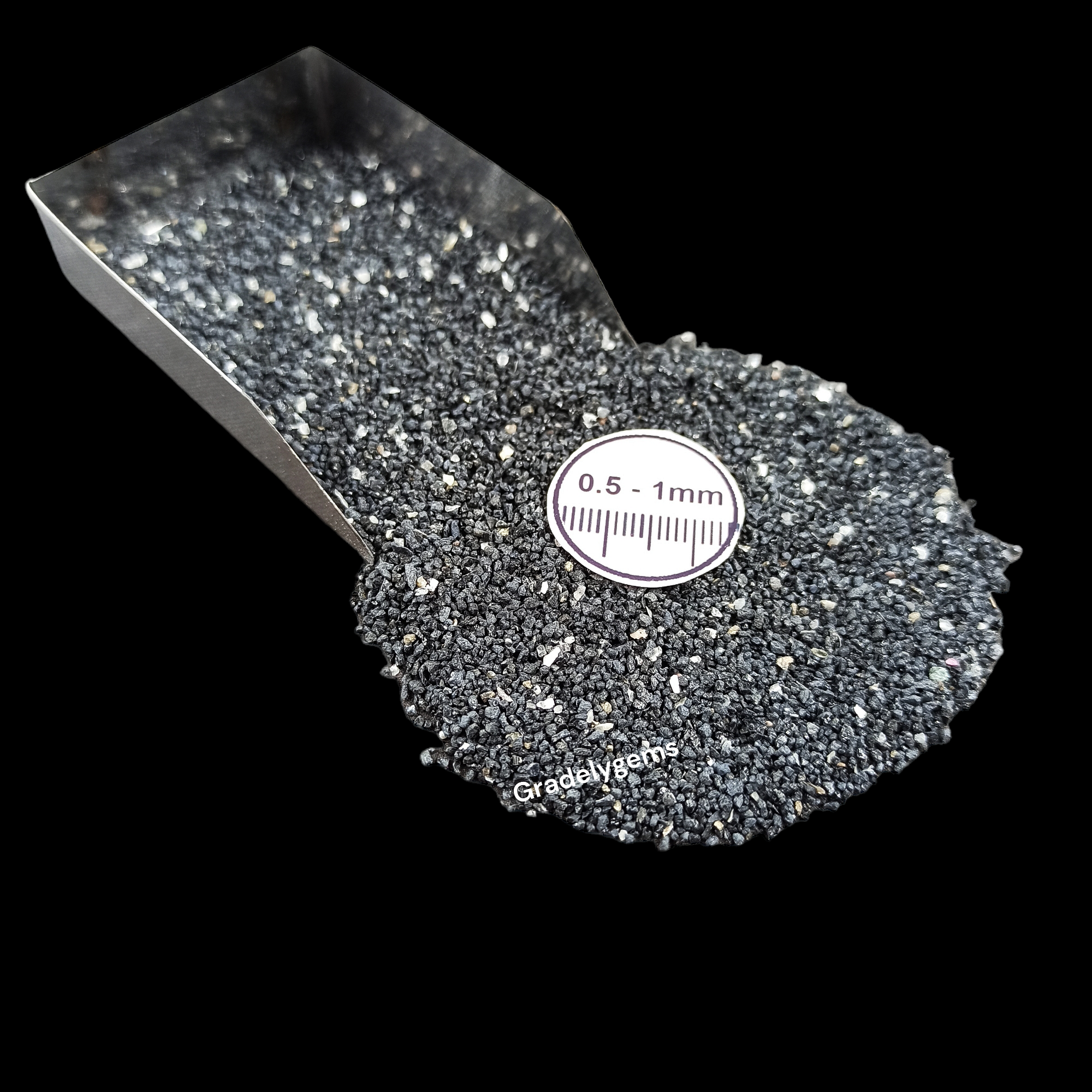 GRADELYGEMS Premium Black Tourmaline 0.5-1mm Crushed Gemstone for Jewelry Inlay, Resin Art & Handmade Decor