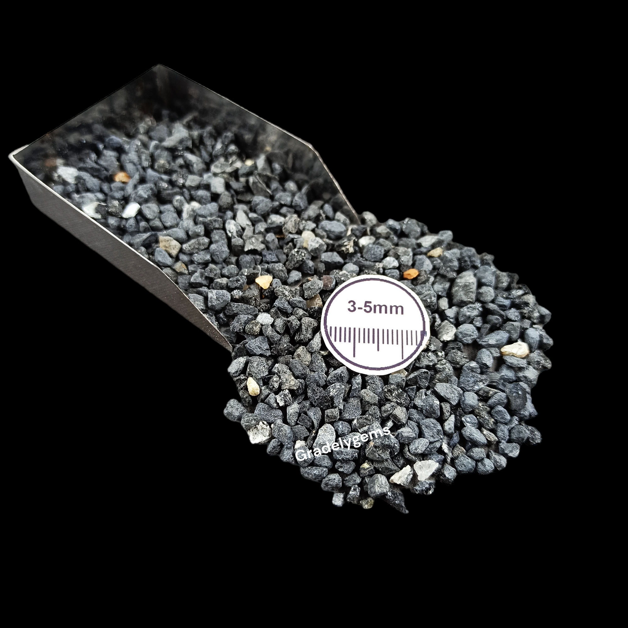 GRADELYGEMS Black Tourmaline Decorative Crushed Gemstone 3-5mm for Jewelry, Resin Work & Statement Decor