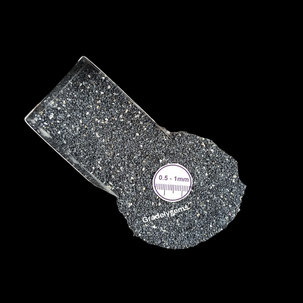 GRADELYGEMS Premium Black Tourmaline 0.5-1mm Crushed Gemstone for Jewelry Inlay, Resin Art & Handmade Decor