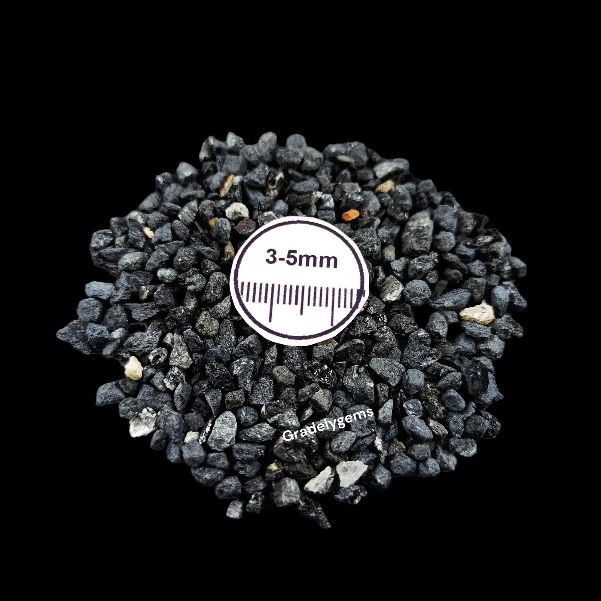 GRADELYGEMS Black Tourmaline Decorative Crushed Gemstone 3-5mm for Jewelry, Resin Work & Statement Decor