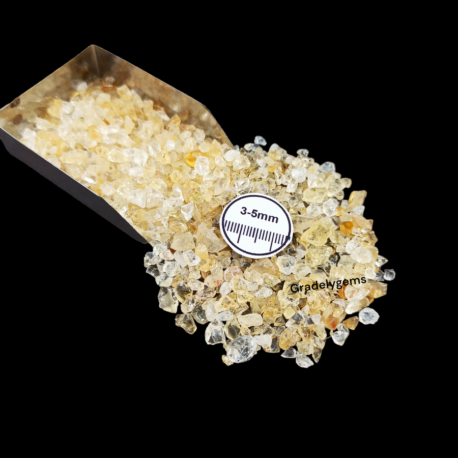 GRADELYGEMS Citrine Decorative Crushed Gemstone 3-5mm for Jewelry, Resin Work & Statement Decor