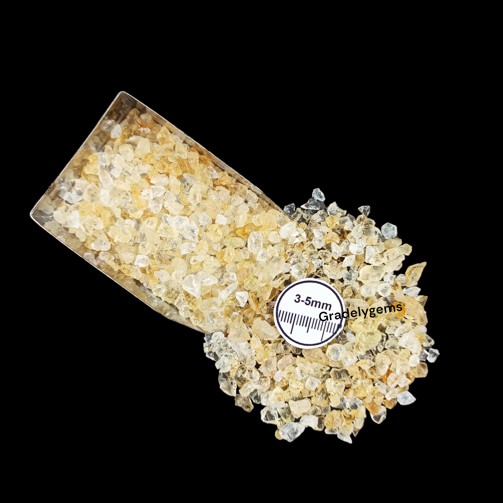 GRADELYGEMS Citrine Decorative Crushed Gemstone 3-5mm for Jewelry, Resin Work & Statement Decor