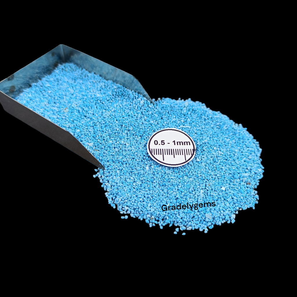 GRADELYGEMS Turquoise (Treated) Gemstone Crushed 0.5-1mm for Ring Inlay, Jewelry Making, Resin Art & Fine Detail Work