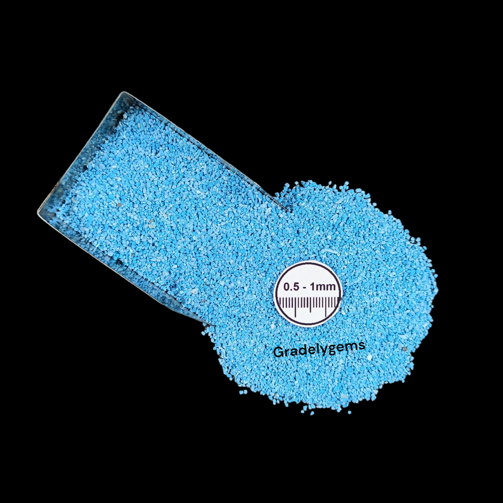 GRADELYGEMS Turquoise (Treated) Gemstone Crushed 0.5-1mm for Ring Inlay, Jewelry Making, Resin Art & Fine Detail Work