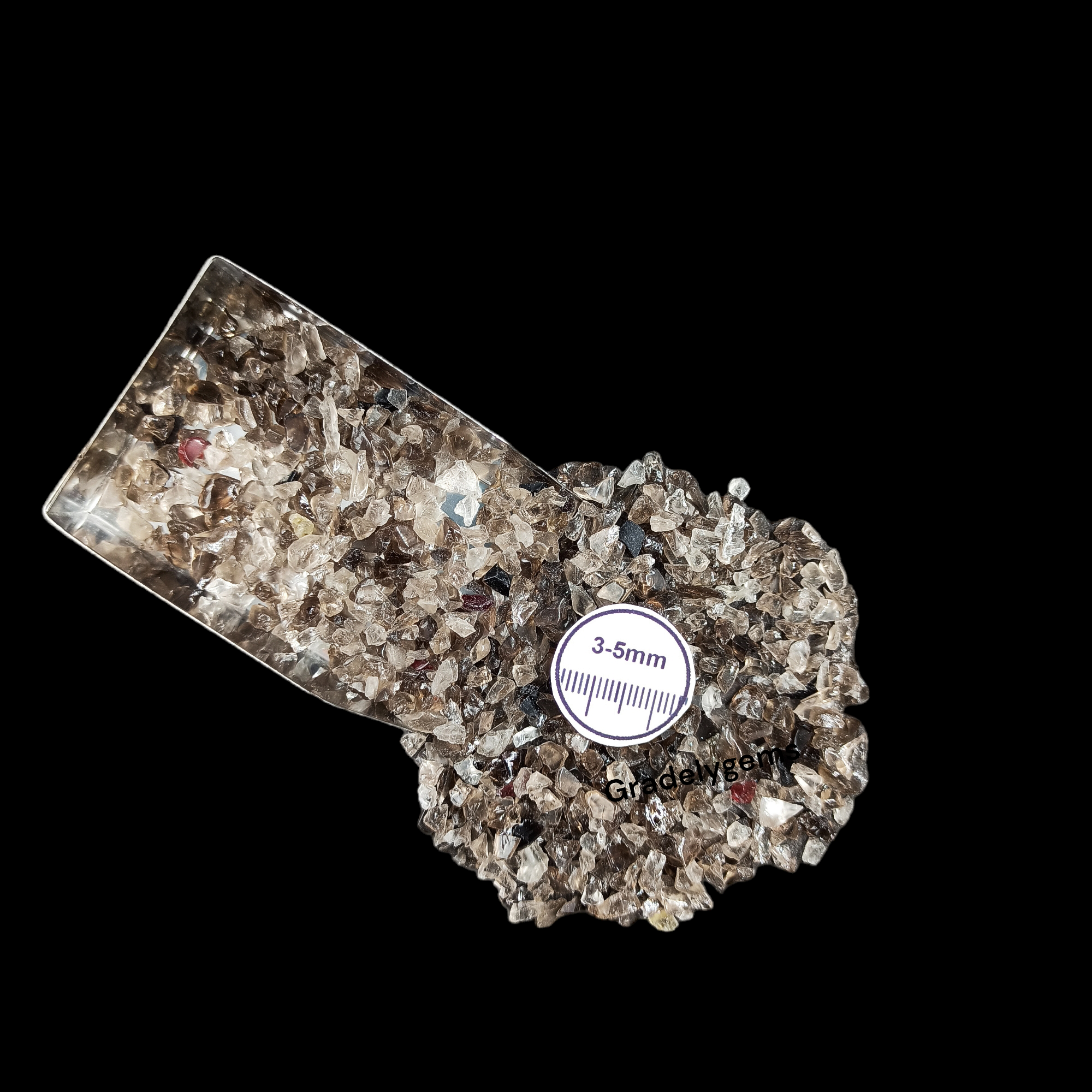 GRADELYGEMS Smoky Quartz Bold Crushed Stone 3-5mm for Vase Fillers, Jewelry Design, Resin Art & Decor