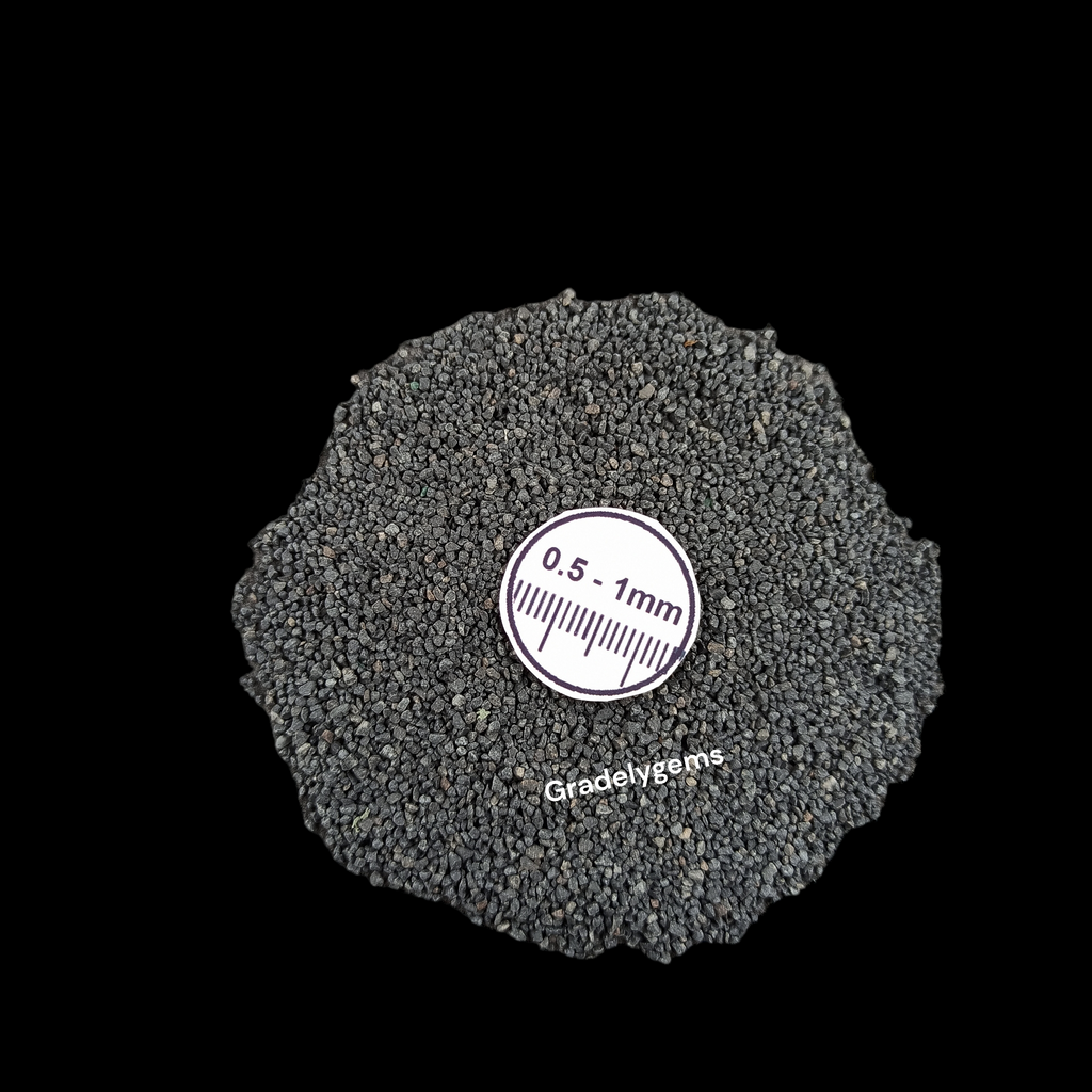 GRADELYGEMS Black Onyx Gemstone Crushed 0.5-1mm for Ring Inlay, Jewelry Making, Resin Art & Fine Detail Work
