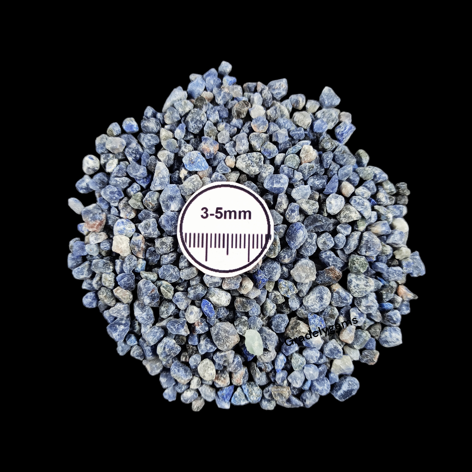 GRADELYGEMS Sodalite Bold Crushed Stone 3-5mm for Vase Fillers, Jewelry Design, Resin Art & Decor