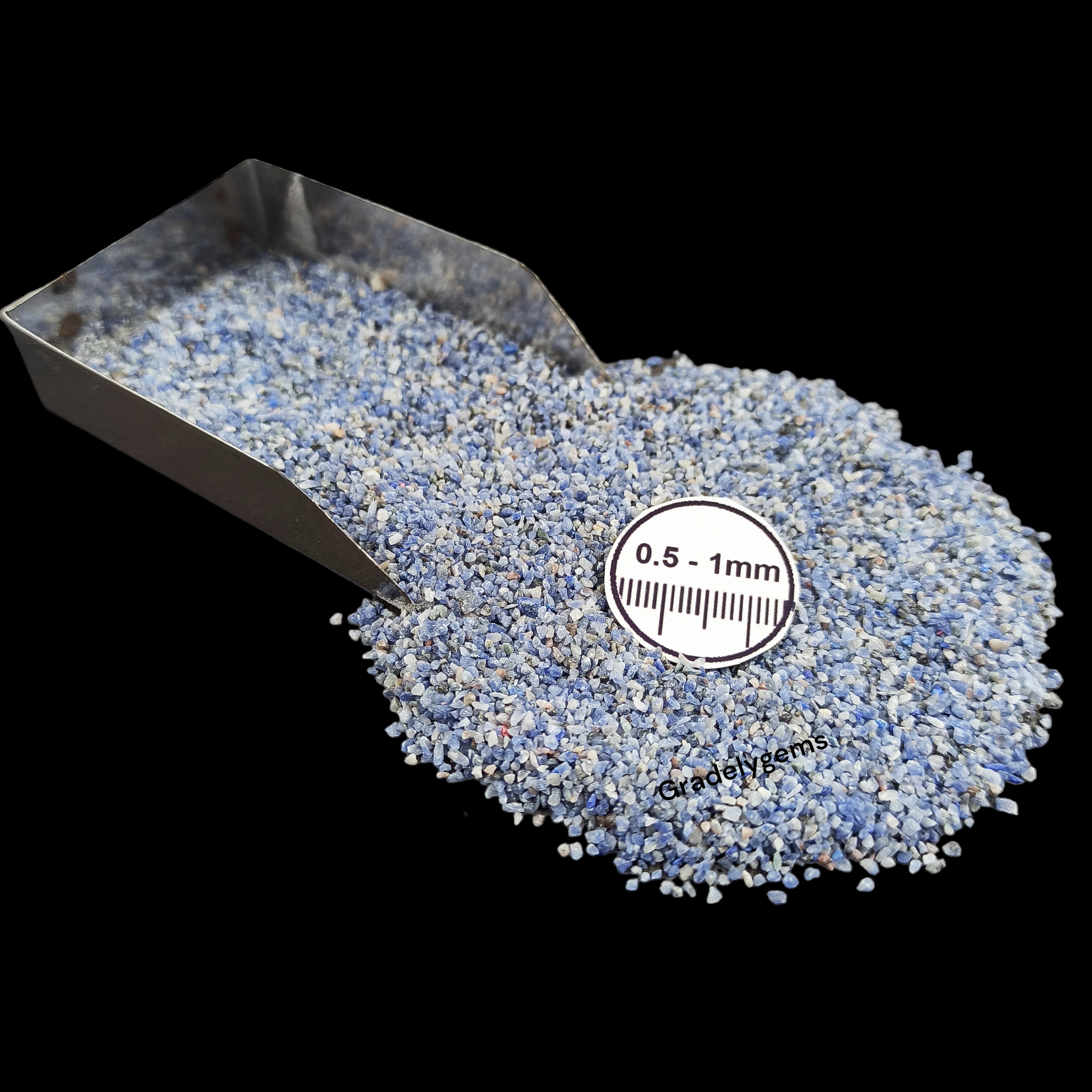 GRADELYGEMS Sodalite Gemstone Crushed 0.5-1mm for Ring Inlay, Jewelry Making, Resin Art & Fine Detail Work