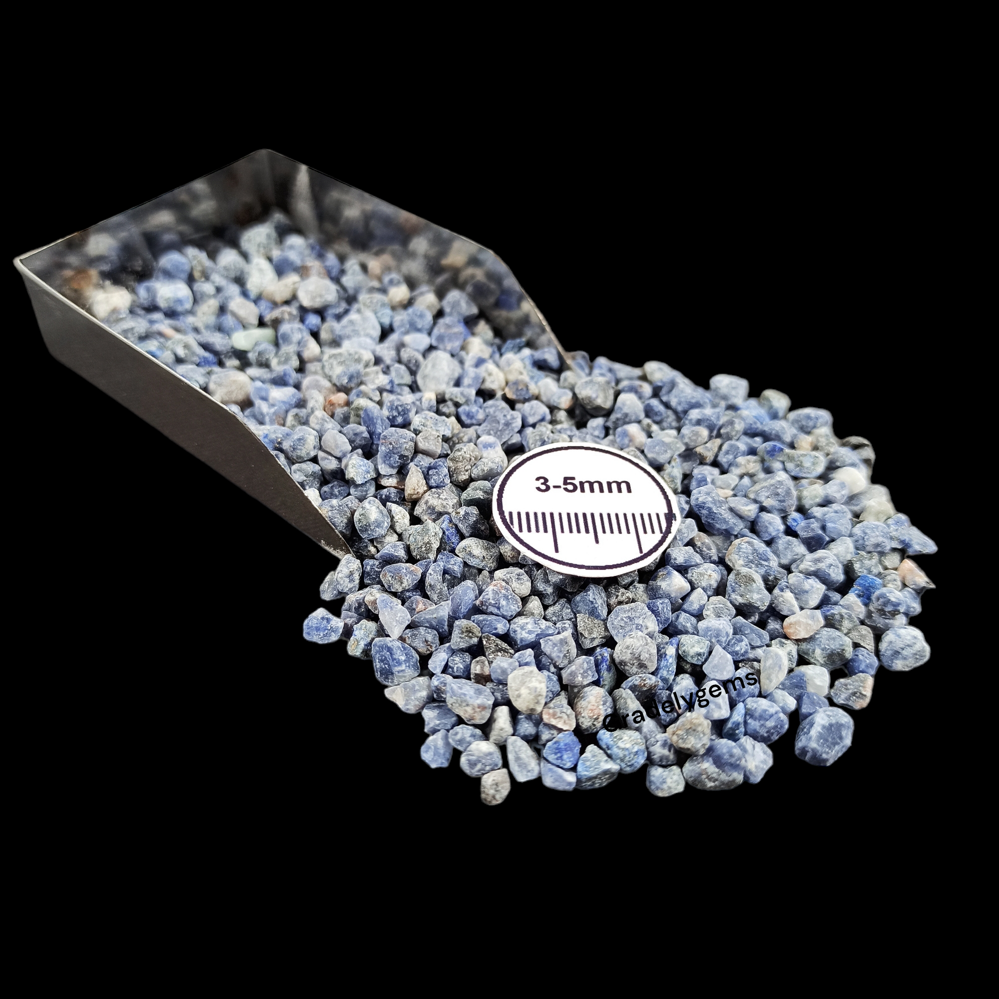 GRADELYGEMS Sodalite Bold Crushed Stone 3-5mm for Vase Fillers, Jewelry Design, Resin Art & Decor