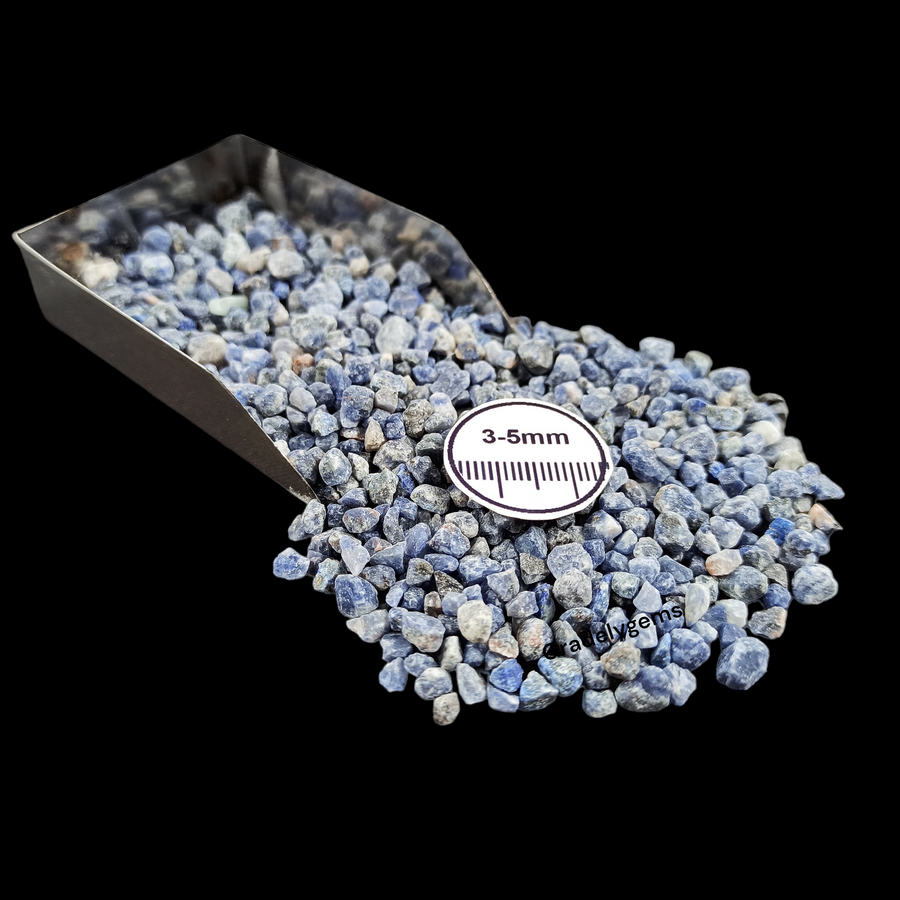 GRADELYGEMS Sodalite Bold Crushed Stone 3-5mm for Vase Fillers, Jewelry Design, Resin Art & Decor
