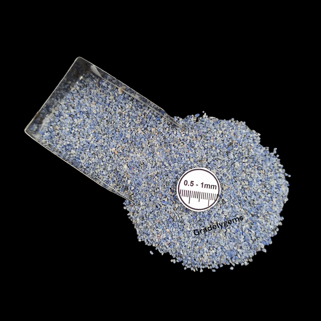 GRADELYGEMS Sodalite Gemstone Crushed 0.5-1mm for Ring Inlay, Jewelry Making, Resin Art & Fine Detail Work