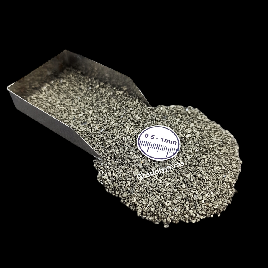 GRADELYGEMS Pyrite Gemstone Crushed 0.5-1mm for Ring Inlay, Jewelry Making, Resin Art & Fine Detail Work