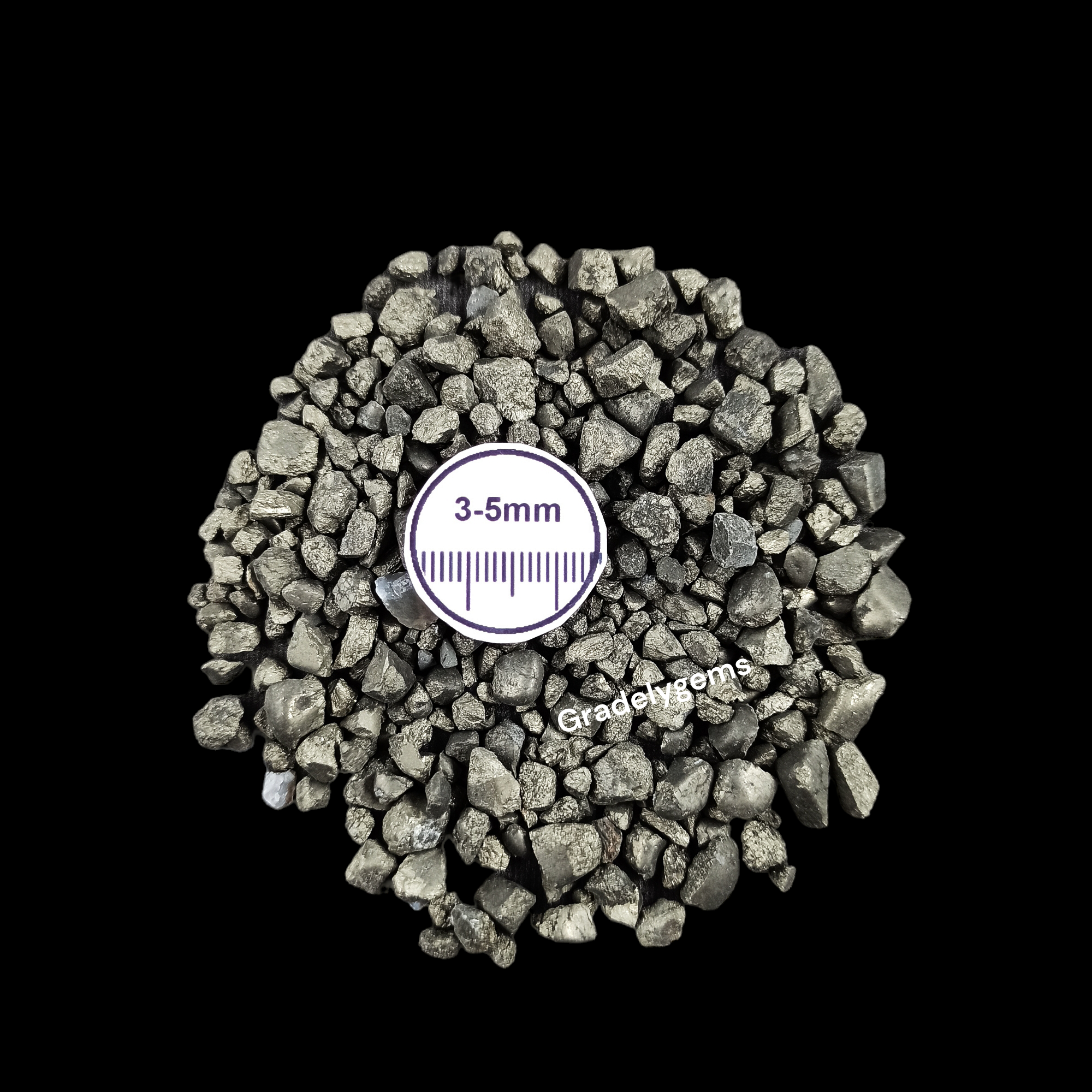 GRADELYGEMS Pyrite Bold Crushed Stone 3-5mm for Vase Fillers, Jewelry Design, Resin Art & Decor