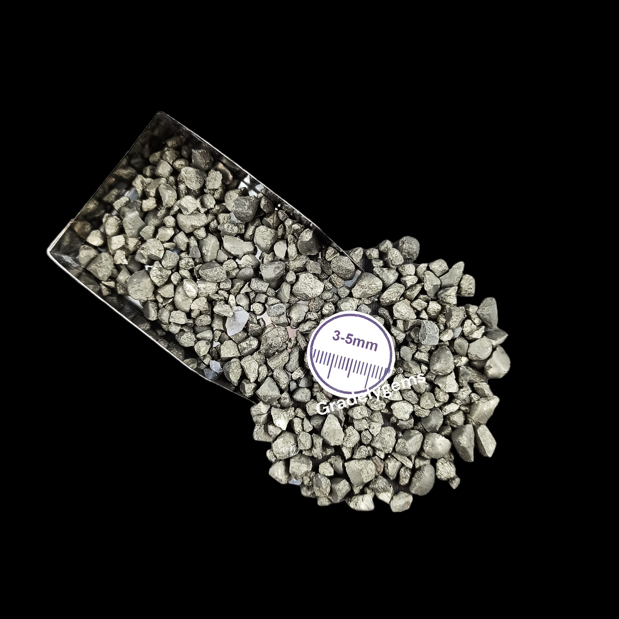 GRADELYGEMS Pyrite Bold Crushed Stone 3-5mm for Vase Fillers, Jewelry Design, Resin Art & Decor