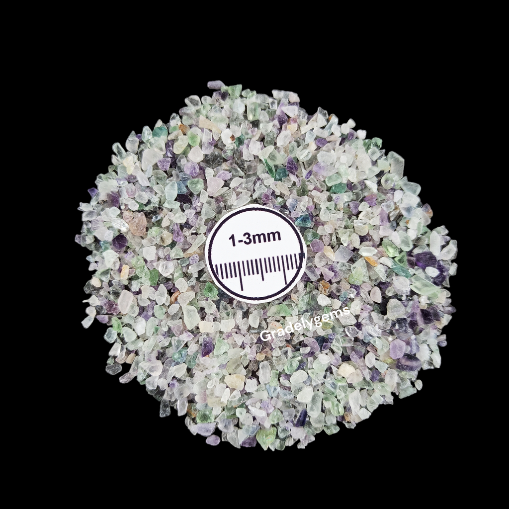 Natural Fluorite 1-3mm Crushed Stone by GRADELYGEMS for Resin Work, Inlay & Decorative Creations