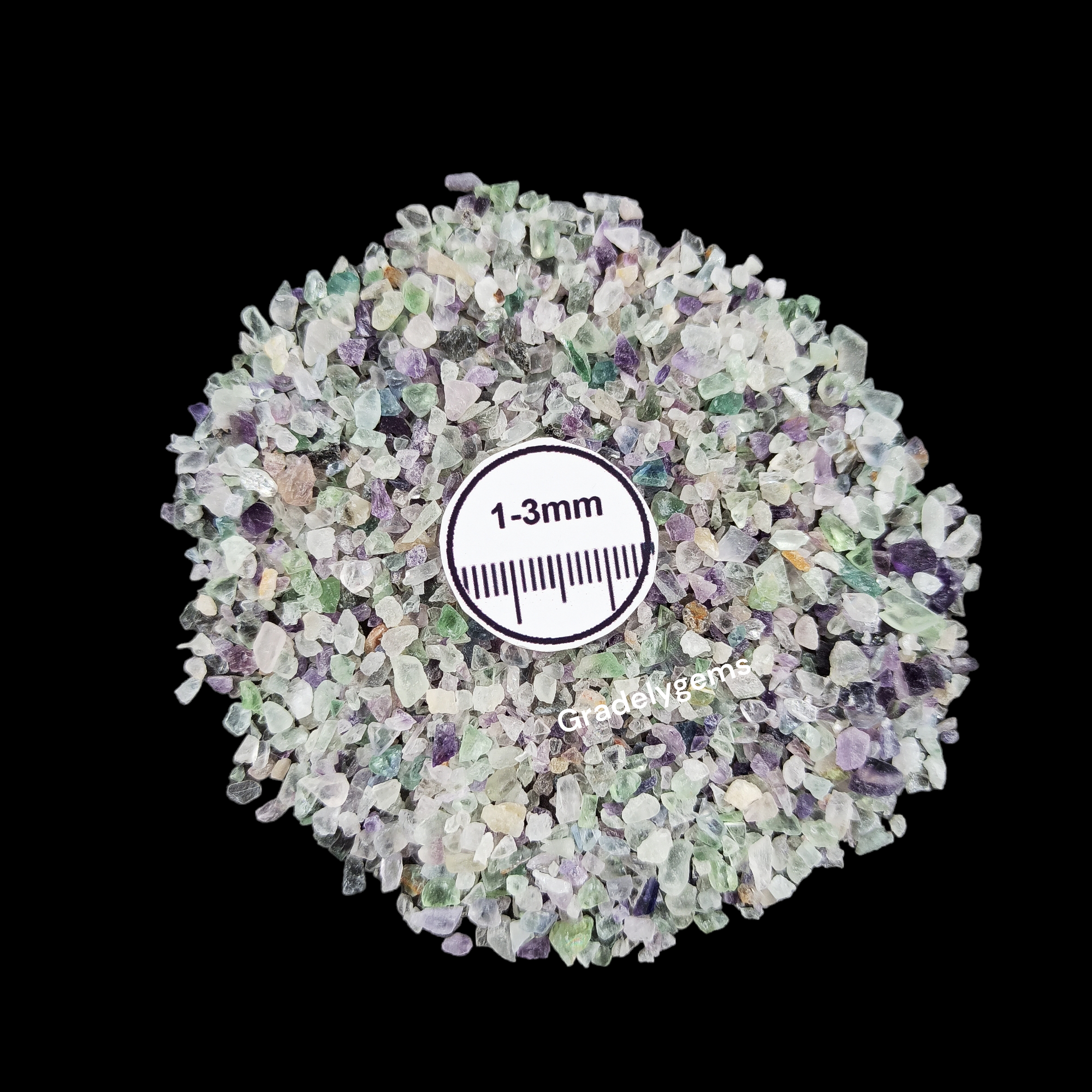 Natural Fluorite 1-3mm Crushed Stone by GRADELYGEMS for Resin Work, Inlay & Decorative Creations