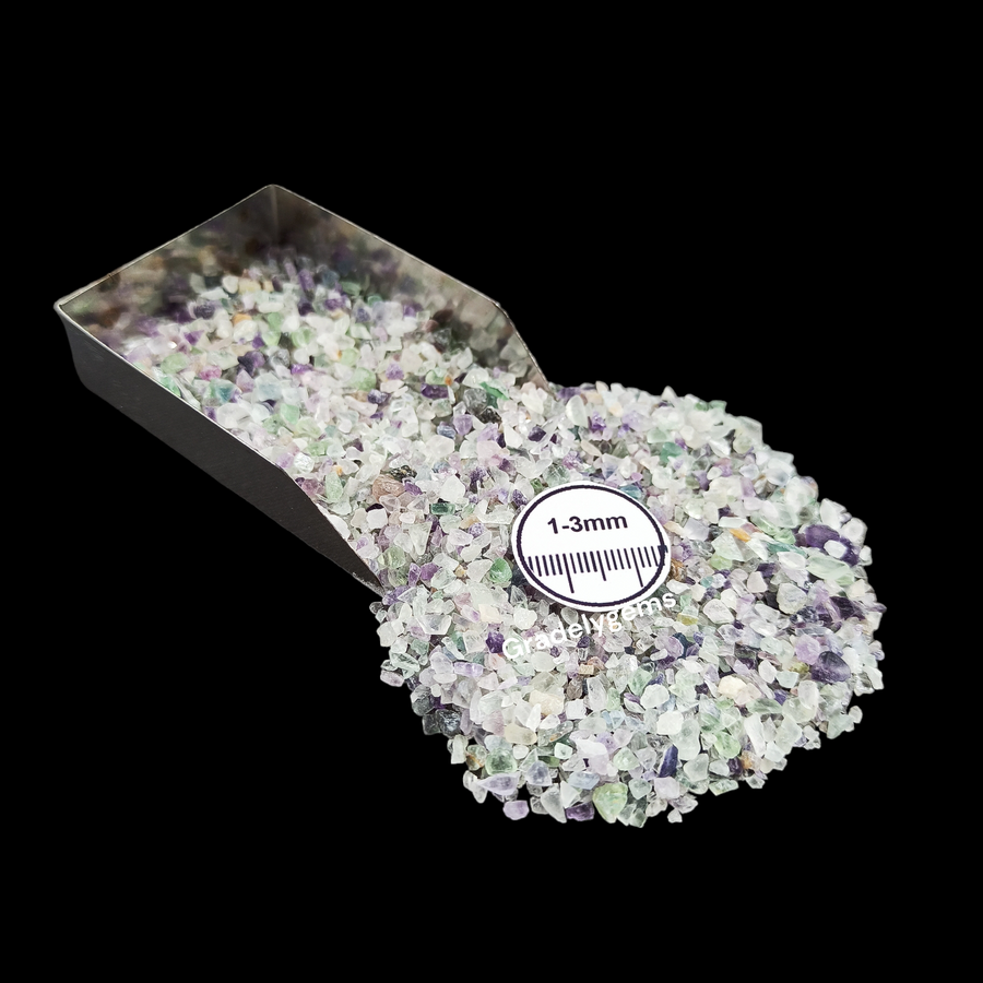 Natural Fluorite 1-3mm Crushed Stone by GRADELYGEMS for Resin Work, Inlay & Decorative Creations