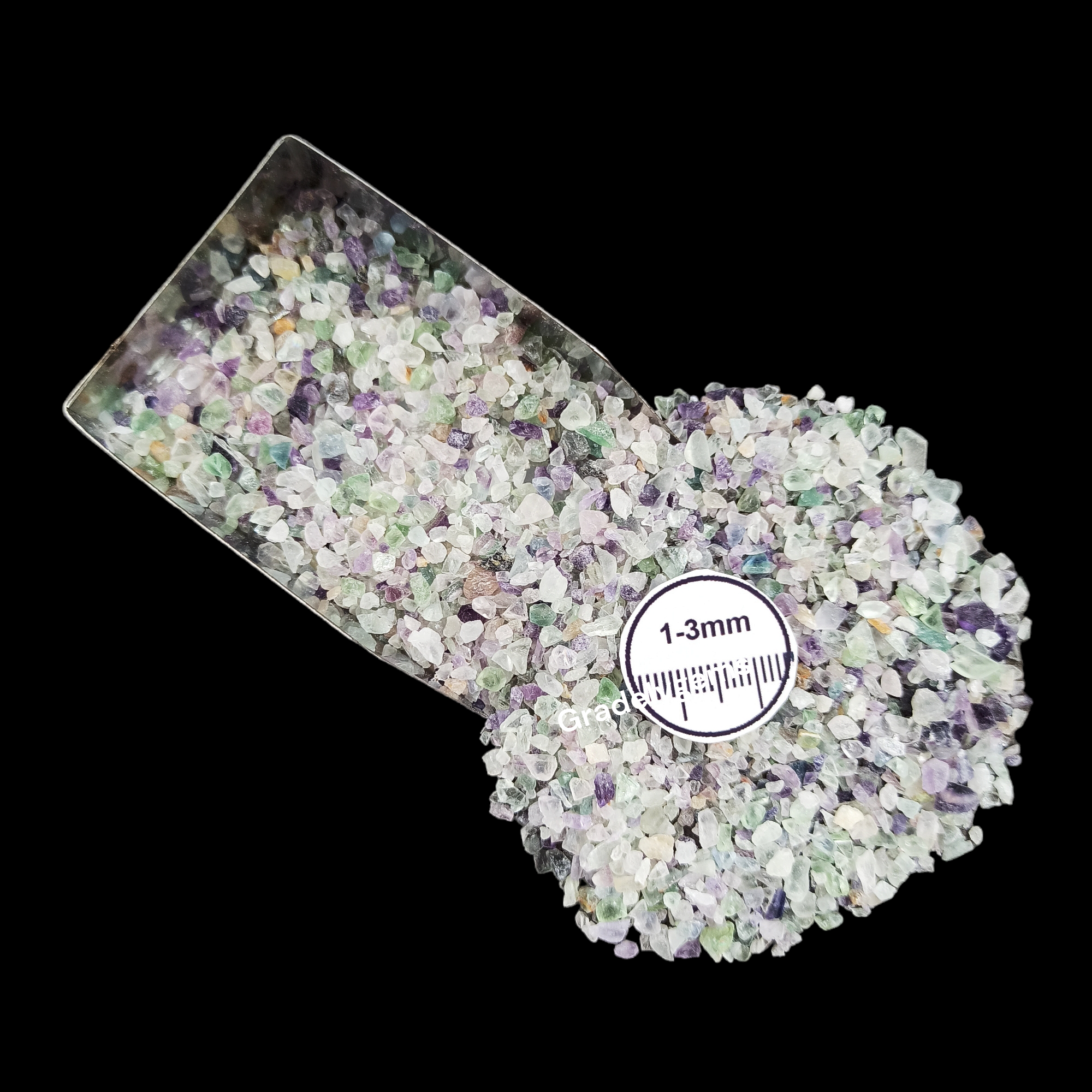 Natural Fluorite 1-3mm Crushed Stone by GRADELYGEMS for Resin Work, Inlay & Decorative Creations