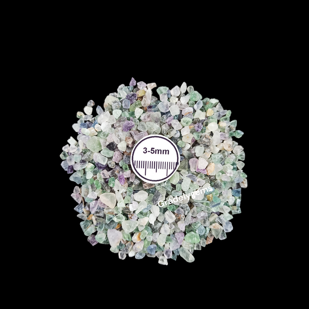 GRADELYGEMS Fluorite Decorative Crushed Gemstone 3-5mm for Jewelry, Resin Work & Statement Decor