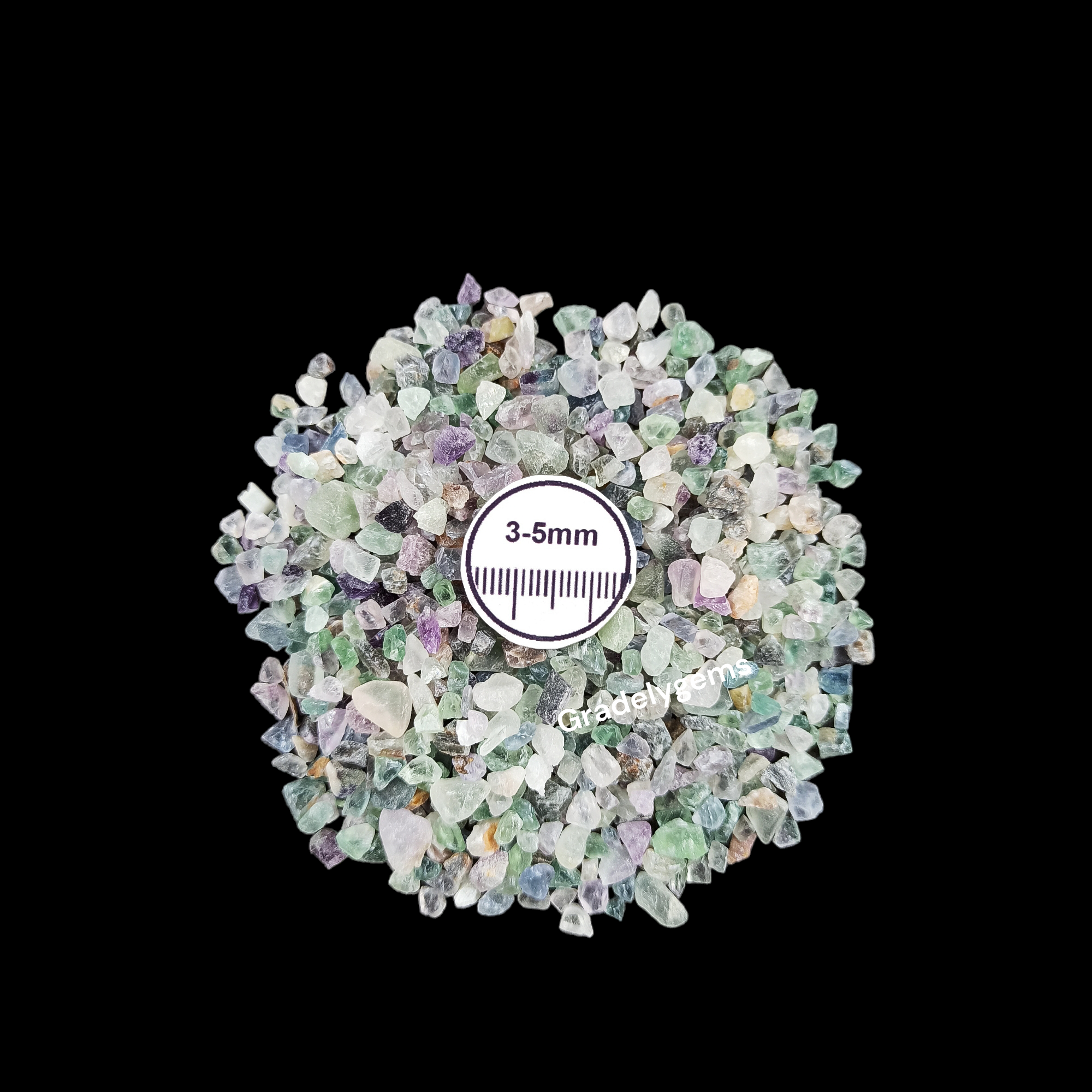 GRADELYGEMS Fluorite Decorative Crushed Gemstone 3-5mm for Jewelry, Resin Work & Statement Decor