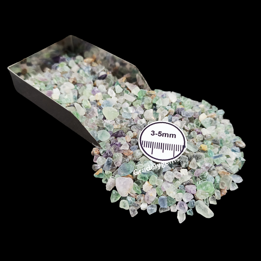 GRADELYGEMS Fluorite Decorative Crushed Gemstone 3-5mm for Jewelry, Resin Work & Statement Decor